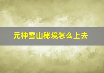 元神雪山秘境怎么上去