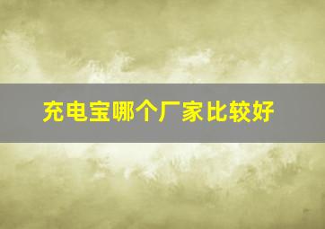 充电宝哪个厂家比较好