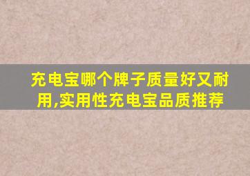 充电宝哪个牌子质量好又耐用,实用性充电宝品质推荐