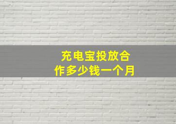 充电宝投放合作多少钱一个月