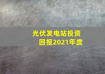 光伏发电站投资回报2021年度