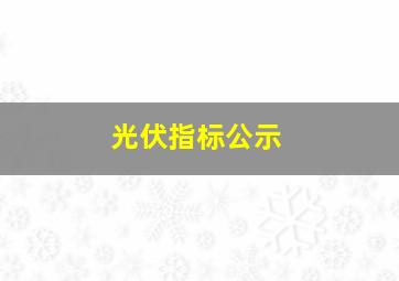 光伏指标公示