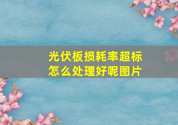 光伏板损耗率超标怎么处理好呢图片