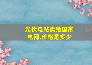 光伏电站卖给国家电网,价格是多少