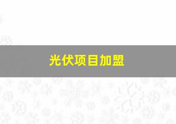 光伏项目加盟