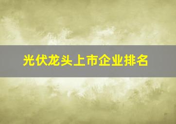 光伏龙头上市企业排名