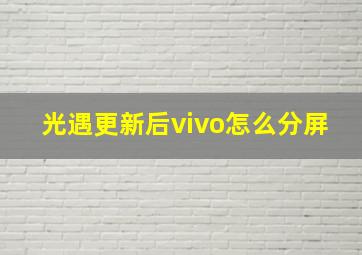 光遇更新后vivo怎么分屏