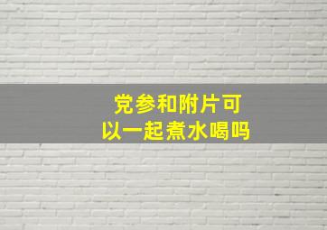 党参和附片可以一起煮水喝吗