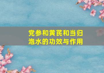 党参和黄芪和当归泡水的功效与作用