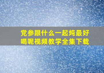 党参跟什么一起炖最好喝呢视频教学全集下载