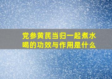 党参黄芪当归一起煮水喝的功效与作用是什么