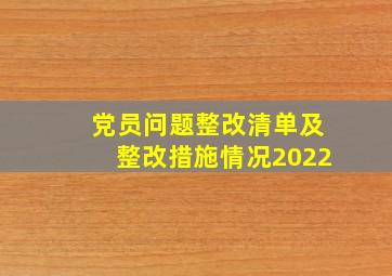 党员问题整改清单及整改措施情况2022