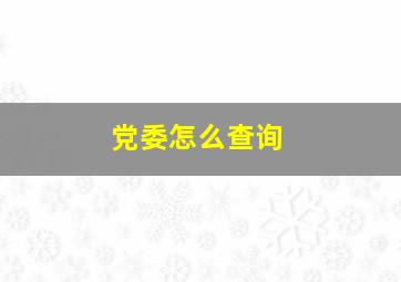 党委怎么查询