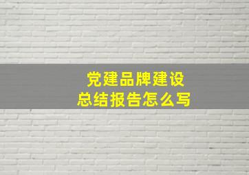 党建品牌建设总结报告怎么写