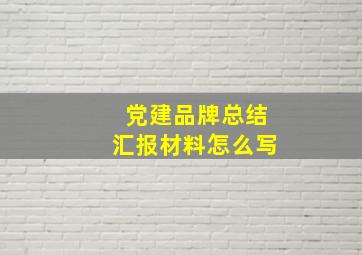 党建品牌总结汇报材料怎么写