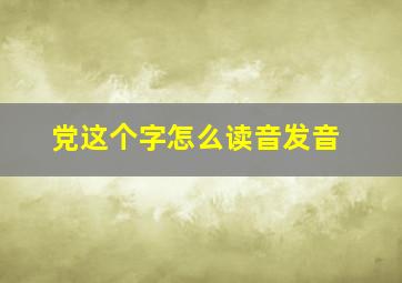 党这个字怎么读音发音