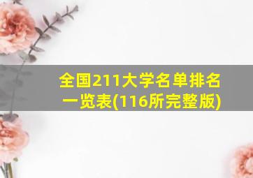 全国211大学名单排名一览表(116所完整版)