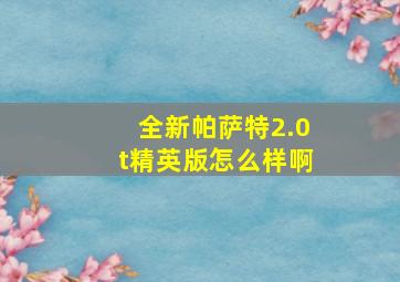 全新帕萨特2.0t精英版怎么样啊