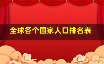 全球各个国家人口排名表