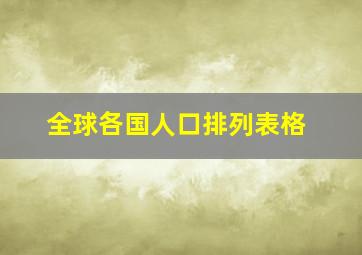 全球各国人口排列表格