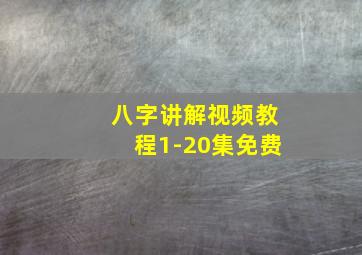 八字讲解视频教程1-20集免费