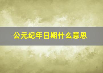 公元纪年日期什么意思