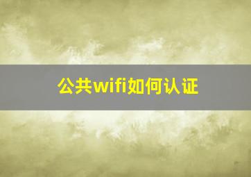 公共wifi如何认证