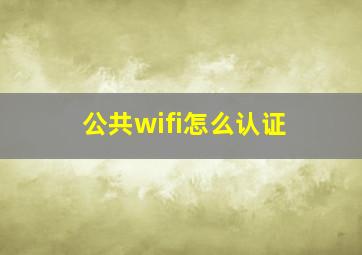 公共wifi怎么认证