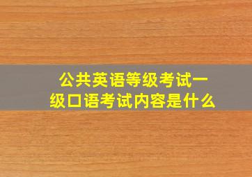 公共英语等级考试一级口语考试内容是什么