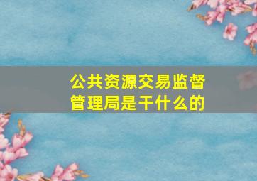 公共资源交易监督管理局是干什么的