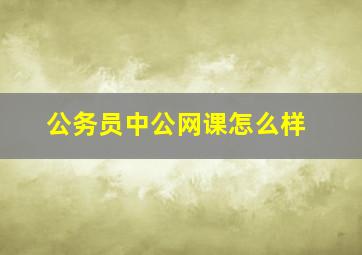 公务员中公网课怎么样