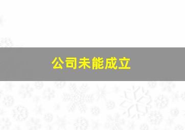 公司未能成立