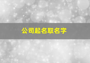 公司起名取名字