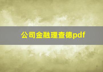 公司金融理查德pdf