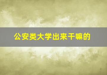 公安类大学出来干嘛的