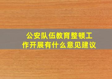 公安队伍教育整顿工作开展有什么意见建议