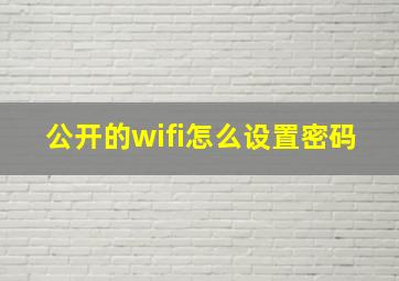 公开的wifi怎么设置密码