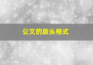 公文的版头格式