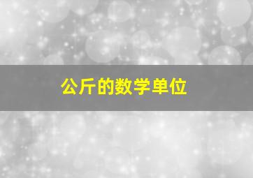 公斤的数学单位