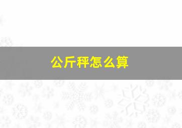 公斤秤怎么算