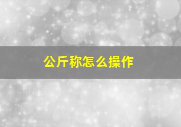 公斤称怎么操作