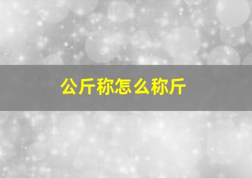 公斤称怎么称斤