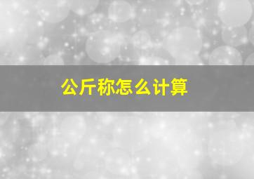 公斤称怎么计算