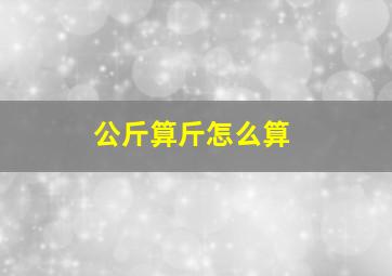 公斤算斤怎么算