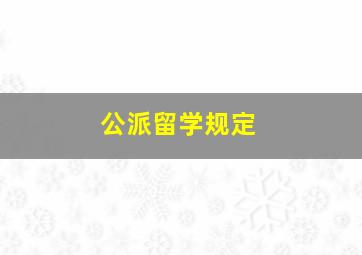 公派留学规定