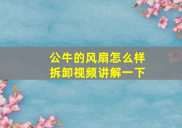 公牛的风扇怎么样拆卸视频讲解一下