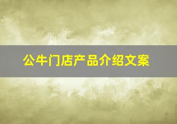 公牛门店产品介绍文案