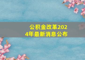 公积金改革2024年最新消息公布