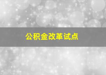 公积金改革试点