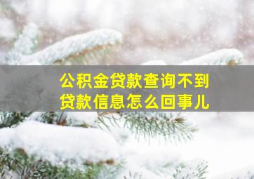 公积金贷款查询不到贷款信息怎么回事儿